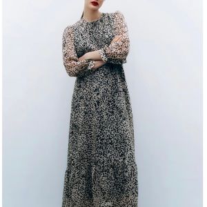 Zara Animal Print Maxi Dress Size Small